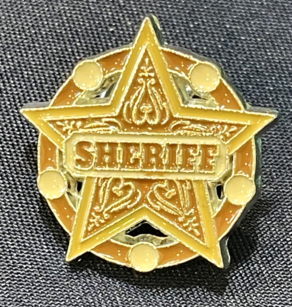 NWOT Sheriff Star Lapel Pin Brooch Enamel Gold Toned Western Badge Collectible